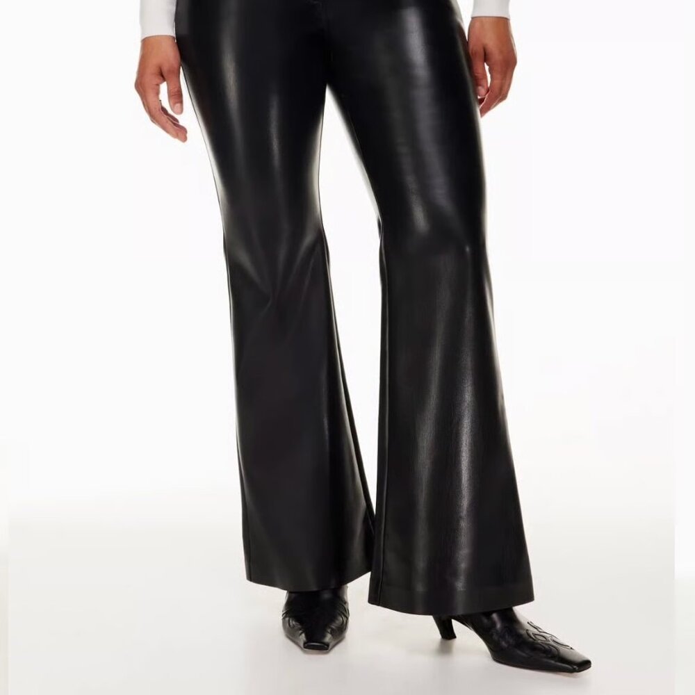 The Melina Wilfred Flare Aritzia Black Vegan Leather Pants Size 12